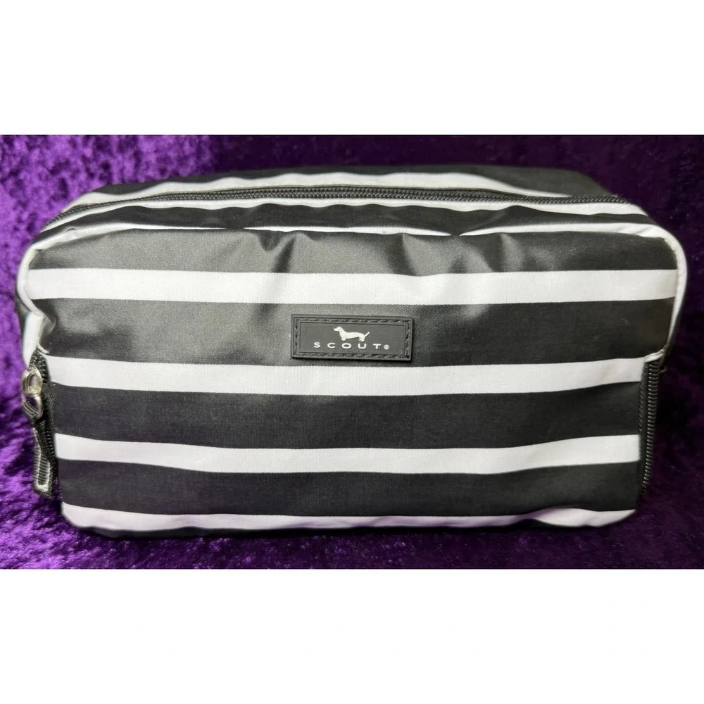 Scout Bag 3 Zip Toiletry Bag‎ FLEETWOOD BLACK Black White Medium Cosmetics
